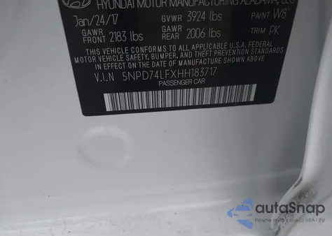 2017 Hyundai Elantra Se from USA, damaged, VIN 5NPD74LFXHH183717